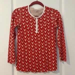 Roberta Roller Rabbit 100% Pima Cotton Red Mustache Deer Print Reindeer Top XS